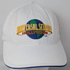 Vintage Universal Studios Hollywood World Globe Baseball Hat Cap White 90s Y2K