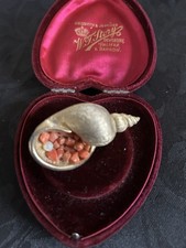circa 1960?s vintage natural coral and pearl in shell brooch