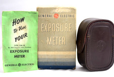VINTAGE GE DW-58 EXPOSURE METER LEATHER CASE, BOX AND INSTRUCTIONS