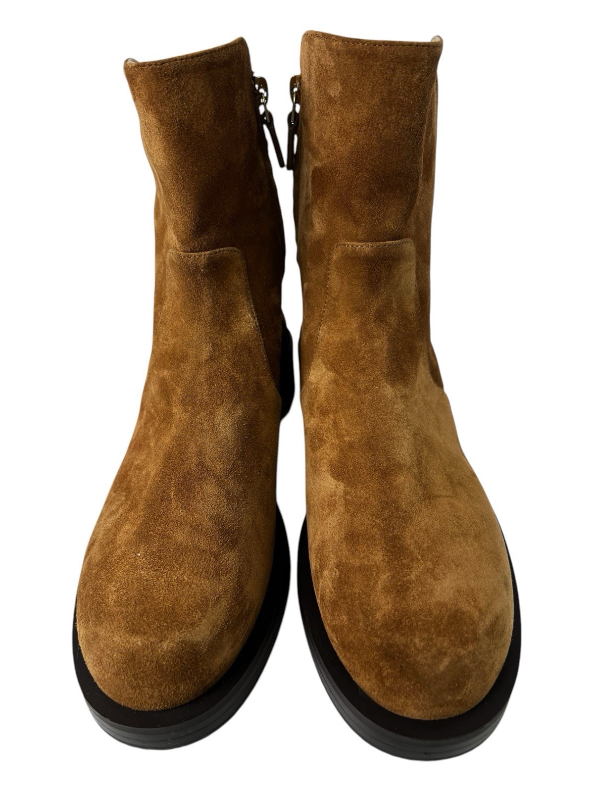 STUART WEITZMAN 5050 Bold Suede Zip Booties In Doe Tan $595 New Size 7