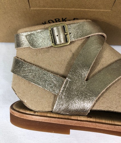 NIB Kork-Ease Womens Bryleigh Leather Ankle Strap Sandal US 8 Soft Gold Metallic - Picture 19 of 23
