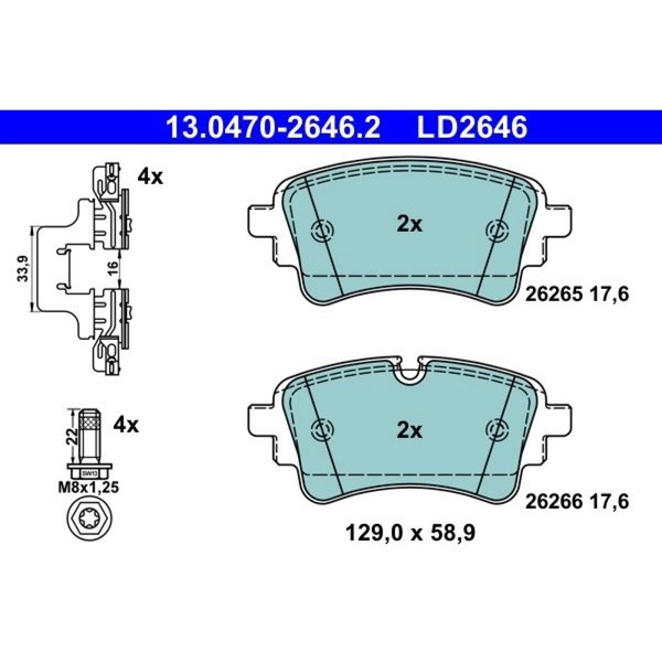 ATE 13.0470-2646.2 Bremsbelagsatz FüR Audi A5 A4 B9 A6 C8 A7 8W2 8WC 8W5 8WD-image