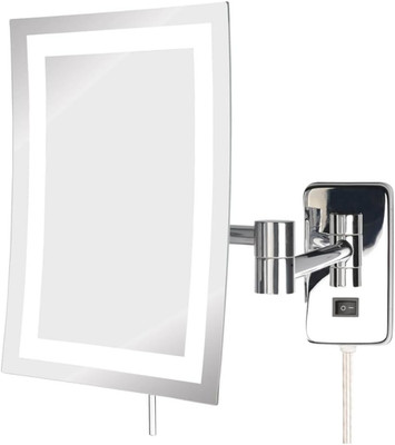 Illuminated Wall-Mount Makeup Mirror with 5X Magnification - Chrome Finish
