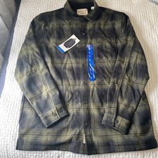 Men  s Flannel Shirt L Weatherproof Vintage Original Green and Black plaid NWT