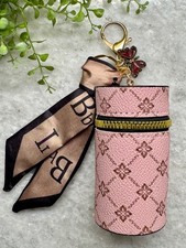 New Pink Flower Diamond Print Mini Bag Purse Charm Keychain w/ Scarf  Butterfly