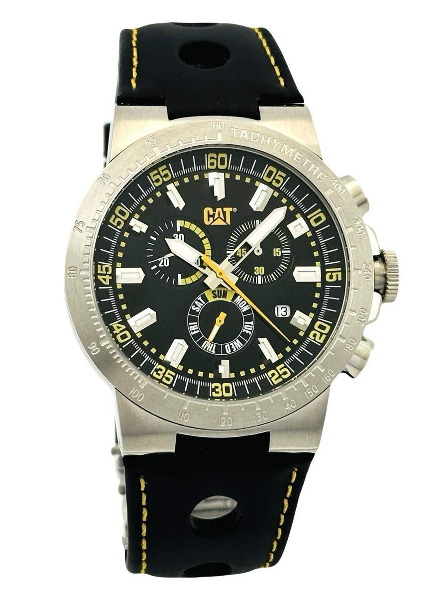 Caterpillar Men's CAT YP 143 34 124 COSMOFIT CHRONO Black Leather