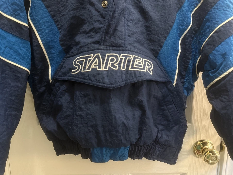 Chaqueta Pullover Vintage Años 90 NBA Azul Starter Niños Jóvenes Mediana Foto 3 de 4
