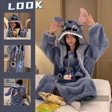 Cartoon Animal Fleece Pajamas Robe Hooded Cartoon Sleepwear Bathrobe