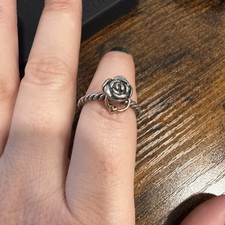 Pandora Silver 14k Gold Rose Flower Halo Promise Ring Sz 6