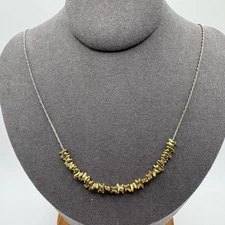 Silpada Sterling Silver 925 Necklace Gold Tone Nugget Bead Bar Pendant