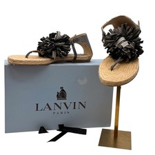 Lanvin Paris Flower Sandals Espadrille Flat T...
