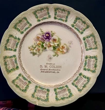 Vintage 1912 Calendar Plate D. W. Colvin General Merchandise Advertising (Iowa)