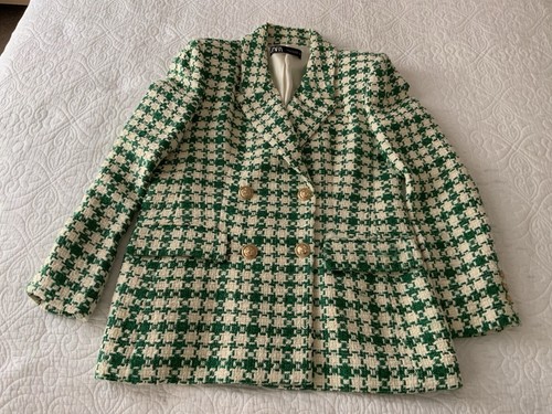 Zara Women Textured Double-breasted Blazer, Size XL, Used - Picture 5 of 12