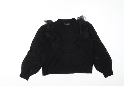Schwarzer Pullover Pulli Damen UK Größe L Shien