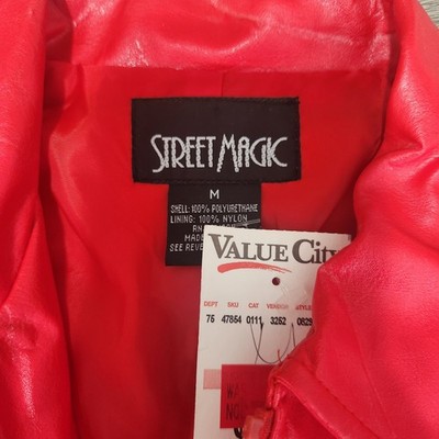 Street Magic Faux Leather Red Jacket Size Medium New with tags