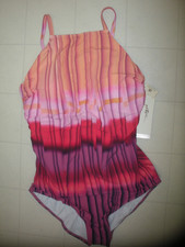 GOTTEX Pink  Multicolor Golden Hour 1 Pc High Neck Style Swimsuit Sz 12 NWT