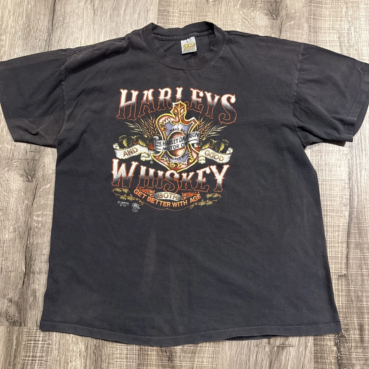 T-shirt Vintage Harley Davidson Des Années 80 - Authentique Moto Américaine, Taille M, état Cool