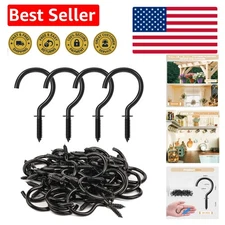 Versatile 50 Pcs Black Screw Hooks – Lightweight, Strong & Easy to Install