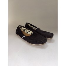 TOMS Women's Classic Canvas Black Slip-On Shoes with Printed Lining Size 9