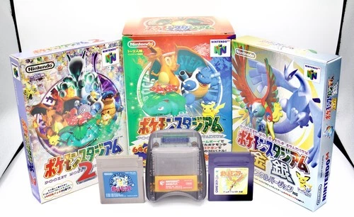 Pokemon Stadium 1 2 N64 CIB Transfer Pak + Pokemon Gold Silver Bundle Japan Rare