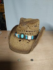 Vented Straw Cowgirl Hat Brown