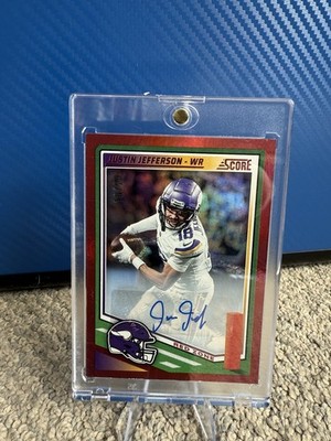 2025 Panini Score Football Justin Jefferson SSP Red Zone Auto 10