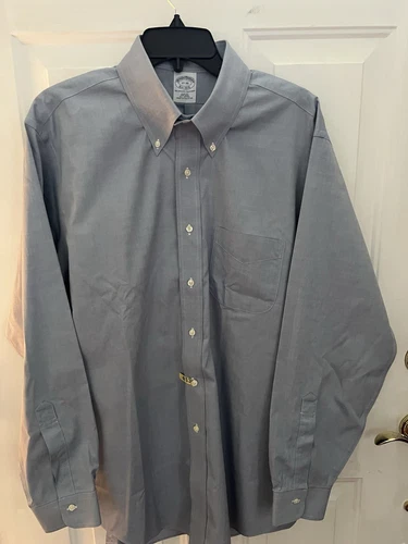 Brooks Brothers Original Polo Dress Shirt 17- 35 Light Blue SLIM FIT 100% Cotton