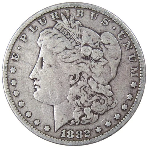 1882 Morgan Dollar F Fine 90% Silver $1 US Coin Collectible