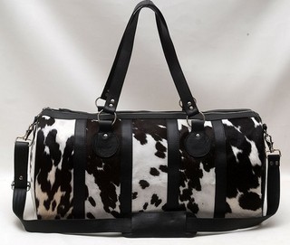 100% Natural COWHIDE Duffel Bag Hair On Leather TRAVEL Bag Luggage Bag SA 6041