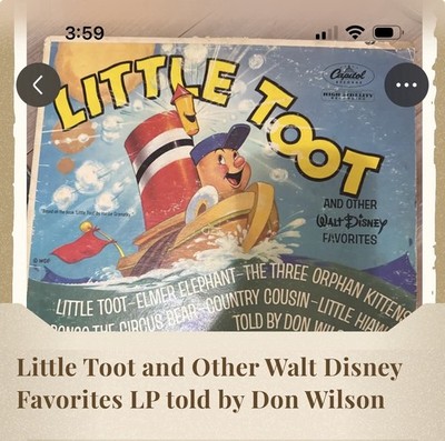 Little Toot & Other Walt Disney Favorites LP Vinyl Capitol ST-1911 High-Fidelity