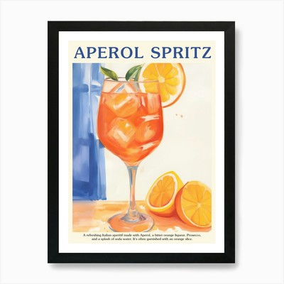 Aperol Spritz Cocktail Poster Küche gerahmt Wandbild Poster Leinwanddruck Bild