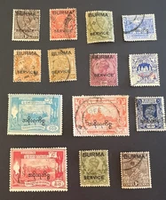 Burma Official Stamps From 1930s to 1950s All Different