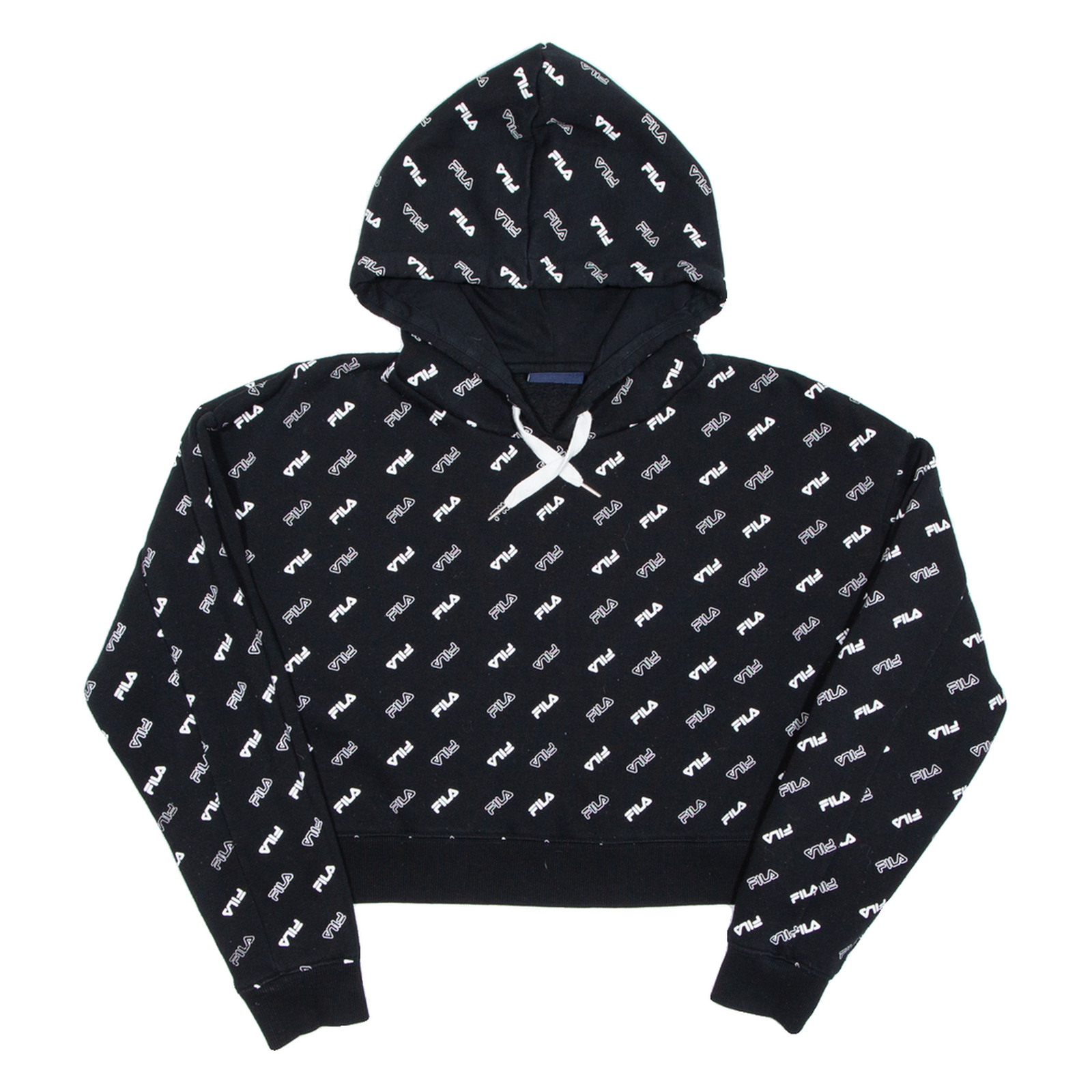 FILA Cropped Felpa Donna Nera con Cappuccio M