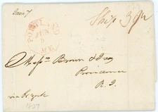 STAMPLESS-PORTLAND(Cuumberland County)MAINE-JUN/5-ECTAGON CANCEL(red)-1827(datel