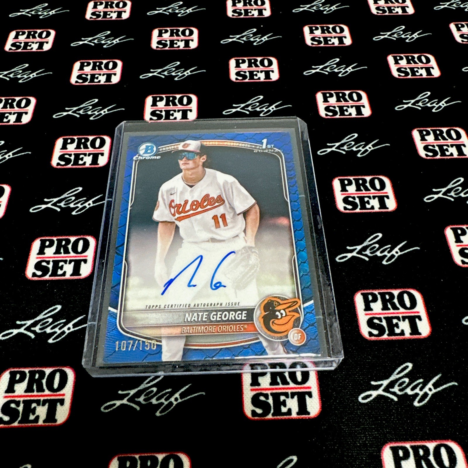 2025 Bowman Chrome Nate George Blue Reptallion 1st Auto /150 Orioles