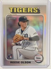 Reese Olson 2024 Topps Heritage Chrome Refractor/225, #439. Detroit Tigers