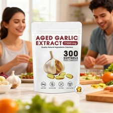 Odorless Garlic 7500mg Per Servings, 300 Softgels 2 Years Aged Garlic Extra