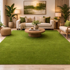 Tappeto zona lana verde oliva 9x12 trapuntato a mano massello moderno soggiorno