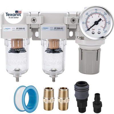 DFR-02 1/4'' NPT Air Drying System - Double Air Filters, Air Pressure Regulator C