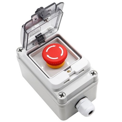 e-Stop Push Button Switch with Box Outdoor IP67 Waterproof Emergency Stop Pus...