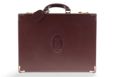 Cartier Leder Aktenkoffer 24 Std mit Kofferanhänger 80er Jahre Vintage Koffer