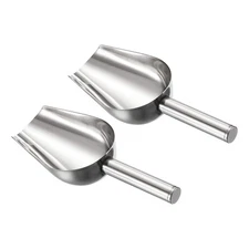 2 Pcs Ice Scoop Stainless Steel 8.7x2.4" Flour Cereal Sugar Food Utility Shove