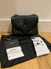 SAINT LAURENT Medium College Bag Black Leather – Silver Hardware – With Receipt