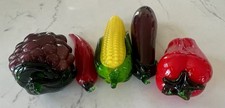5 Vintage Hand Blown Art Glass Fruit  Vegetable Figurines Murano Style