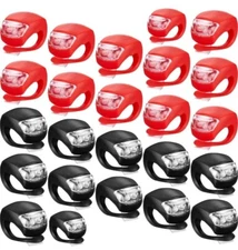 24 Pack Silicone Bicycle Bike Safety Front Headlight Rear Tail Light & Batteries