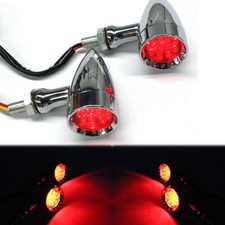 Motorcycle Chrome Led Bullet Brake Blinker Turn Signal Tail Light Red For Harley Motorcycle Chrome Led Bullet Brake Blinker Turn Signal Tail Light Red For Harley