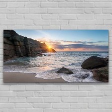 Print on Glass Image Picture Wall Bedroom Photo 140x70 Sunrise over Sandy Cove