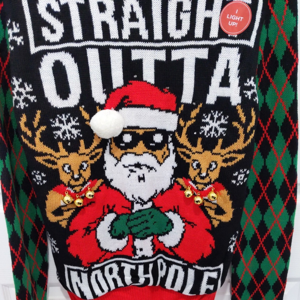 Holiday Time “Straight outta Northpole” Mens Christmas/Ugly LIGHTS