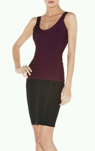 HERVE LEGER PURPLE/PLUM KATIE BANDAGE TANK TOP: XS, MSRP $590, Auth, Pre-owned - Picture 4 of 12