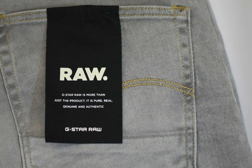 Pantalones cortos de mezclilla G-Star RAW para hombre 3301 gris claro envejecido - Imagen 7 de 12